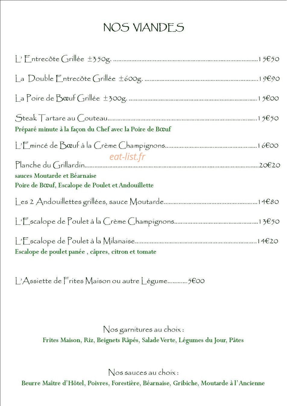 Le P'tit Resto — carte page 8