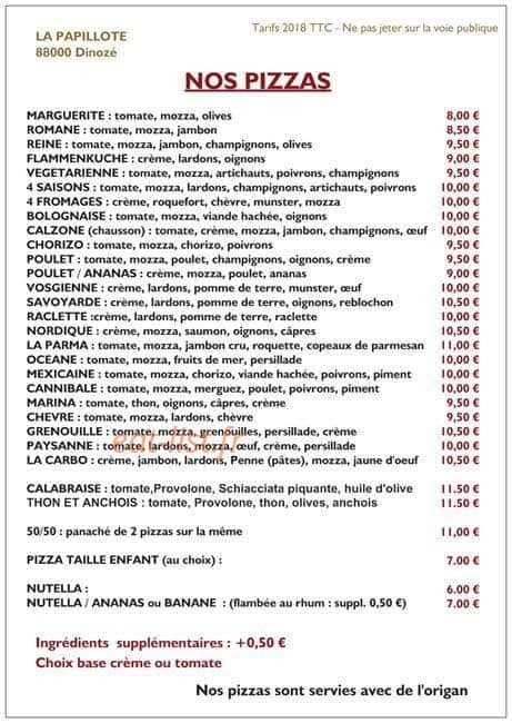 La Papillote — carte page 1