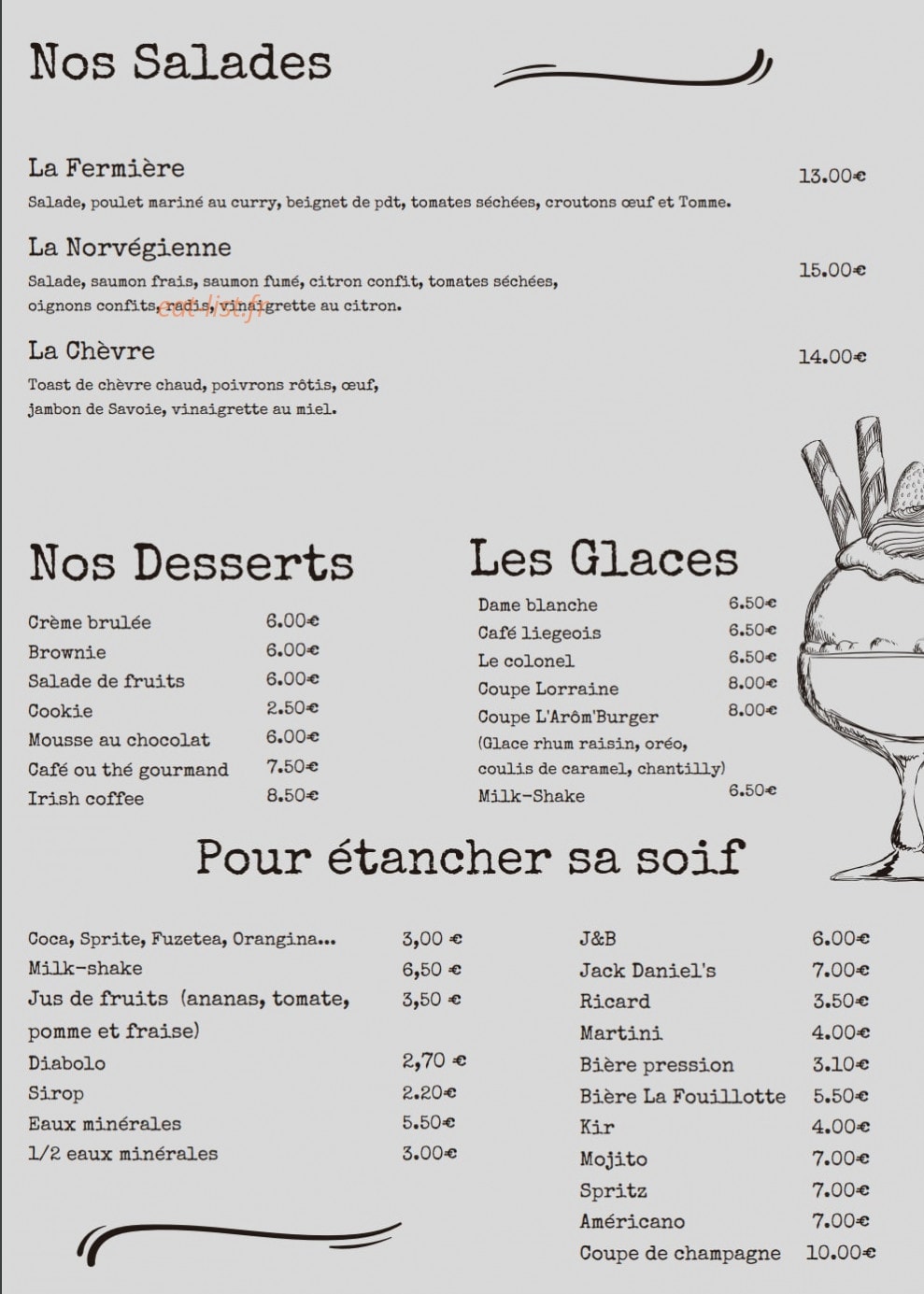 Arom Burger — carte page 2
