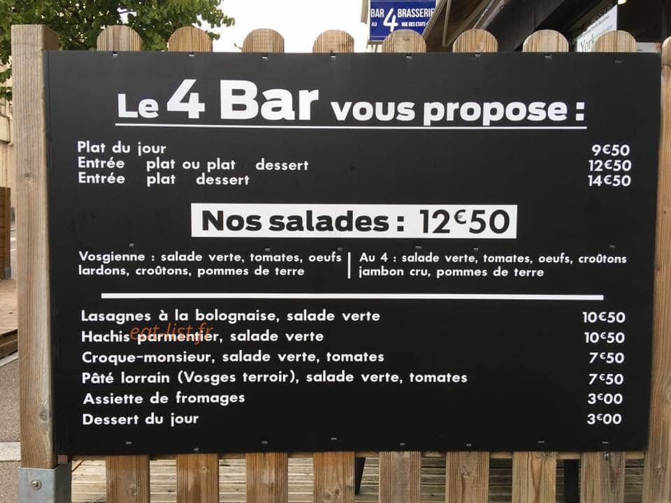 Au 4 Bar — carte page 1