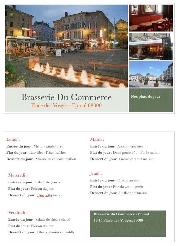 Brasserie du Commerce — carte page 1
