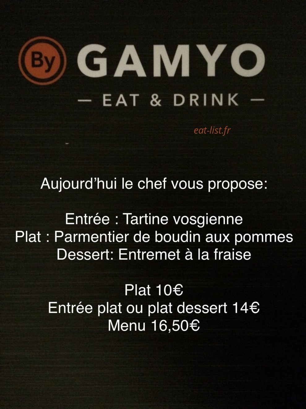 By Gamio eat & Drink — carte page 1