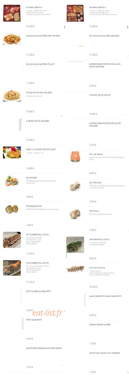 Dao Sushi — carte page 1