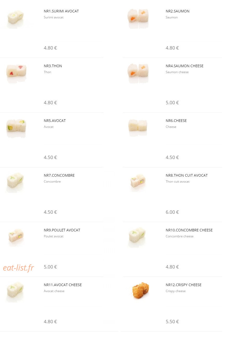 Dao Sushi — carte page 10
