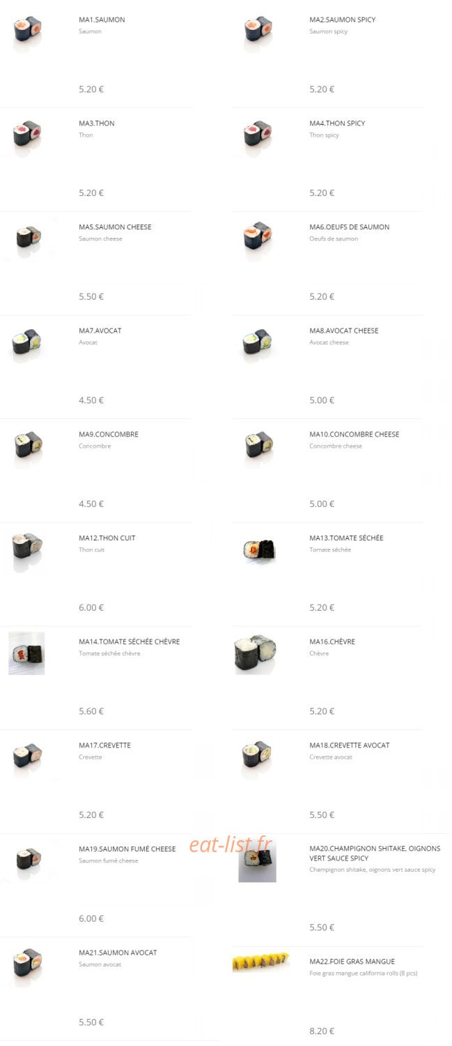 Dao Sushi — carte page 3