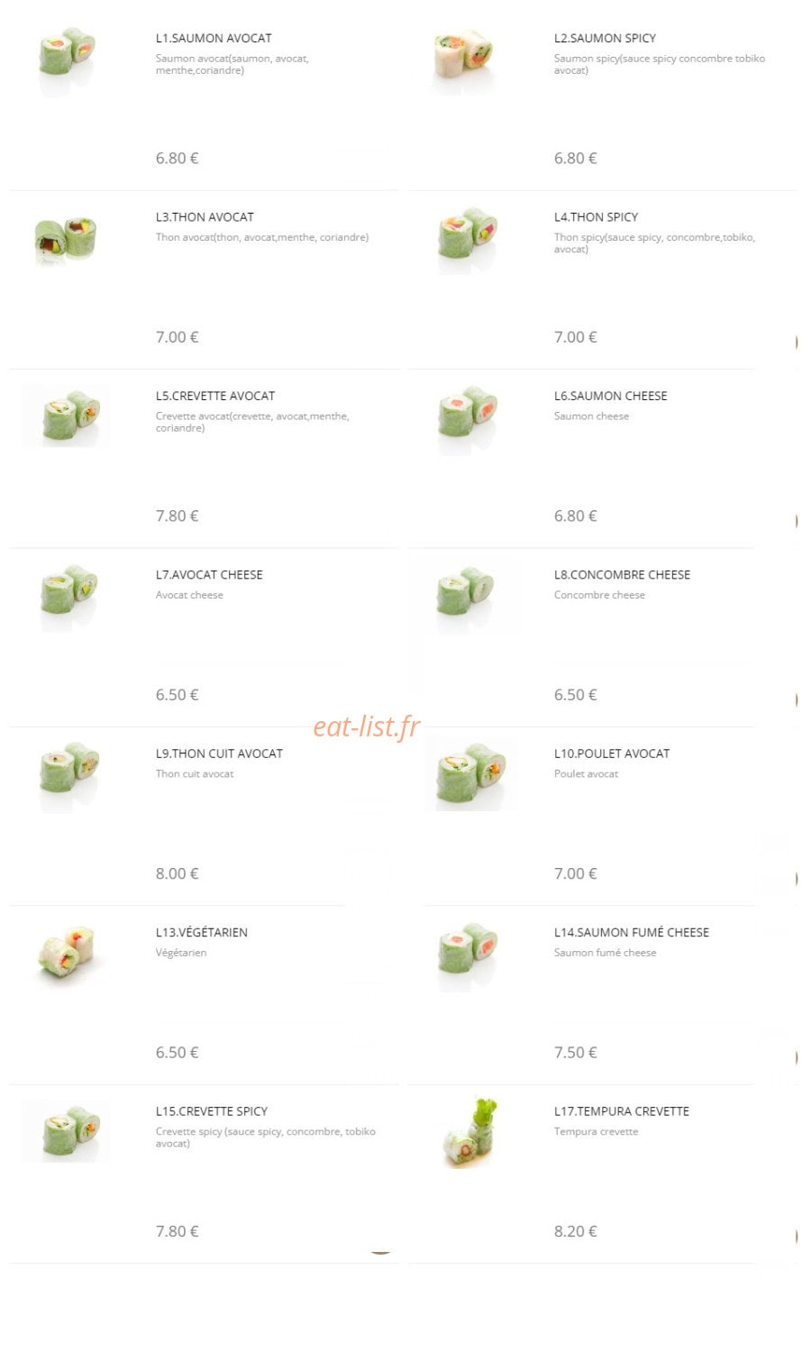 Dao Sushi — carte page 8