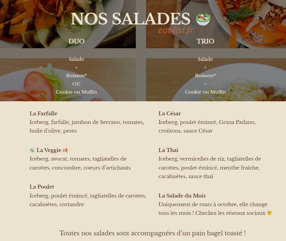 Green Bagel Café — carte page 2