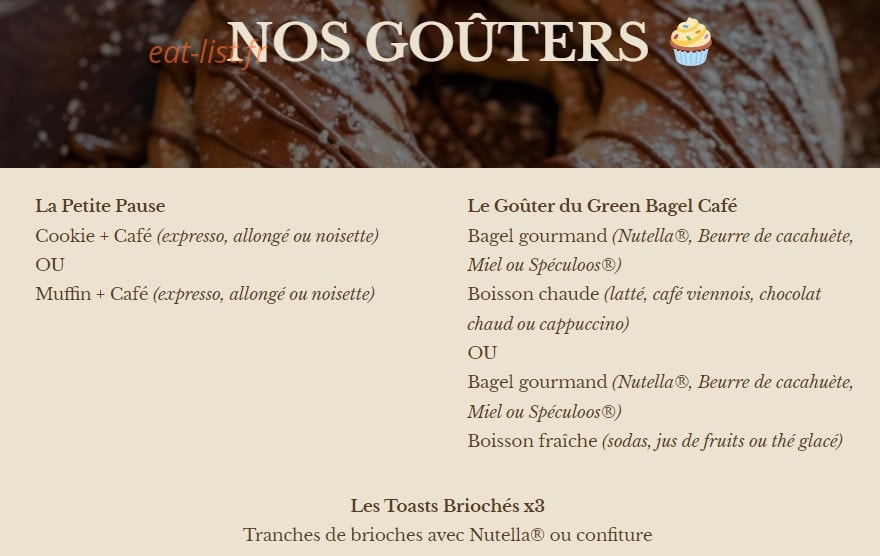 Green Bagel Café — carte page 5
