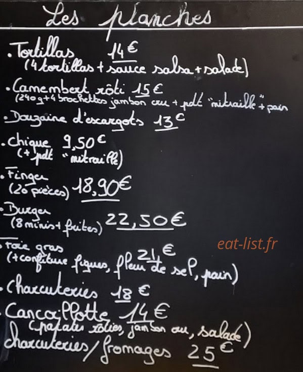 Le Bistro de l’âtre — carte page 1