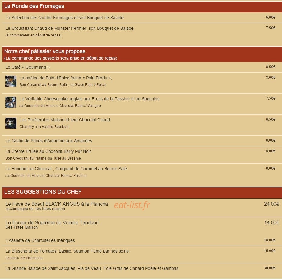Le Bistrot Gourmand — carte page 3