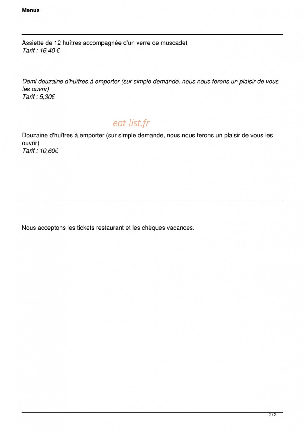 Le Comptoir de Bretagne — carte page 2