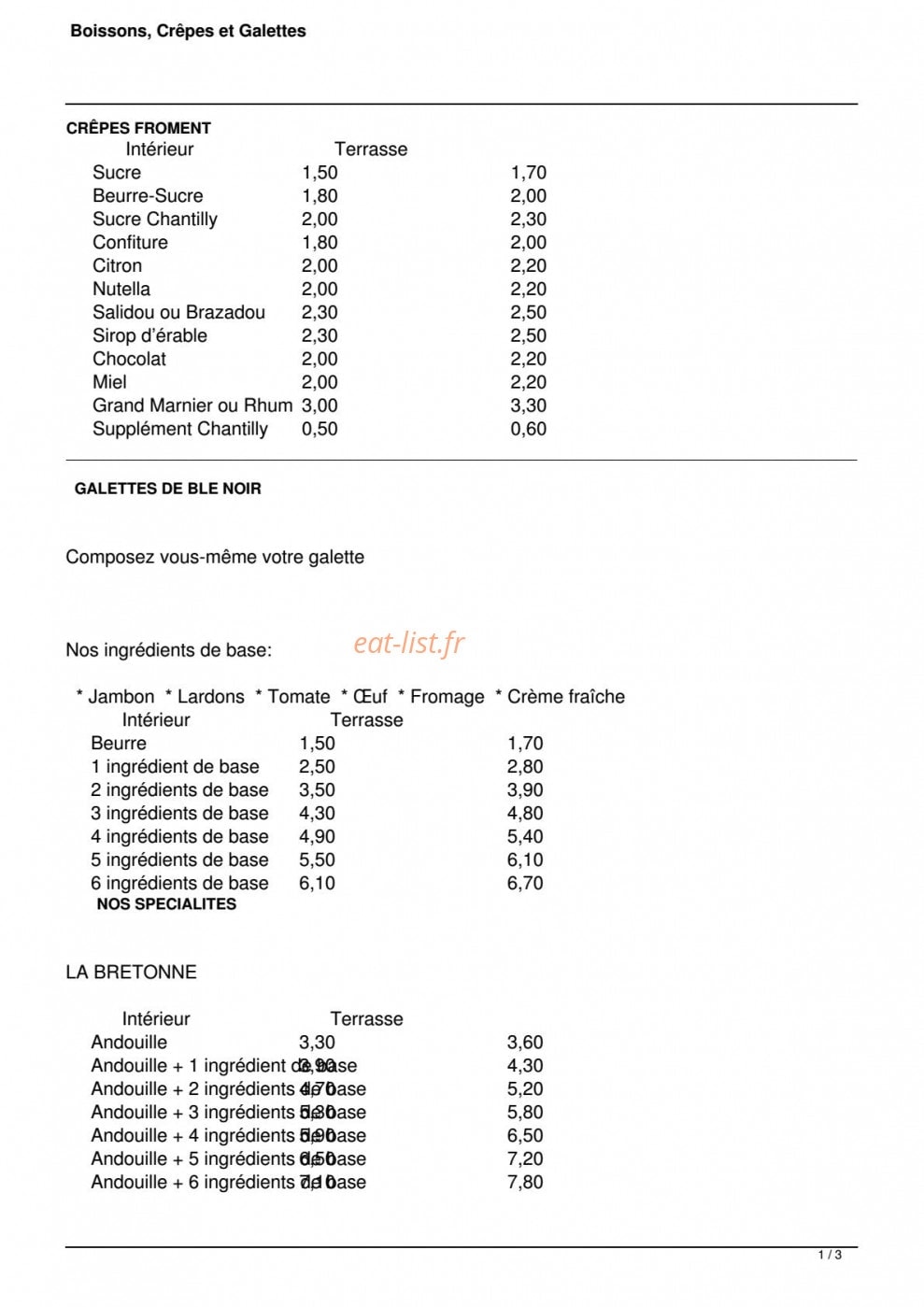 Le Comptoir de Bretagne — carte page 3