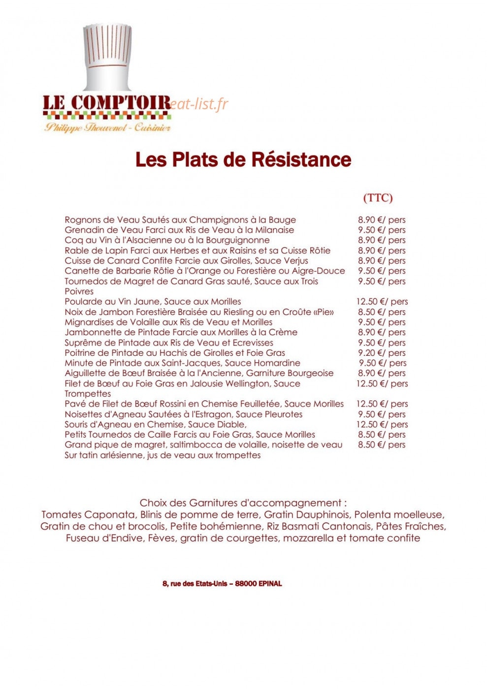 Le Comptoir — carte page 3