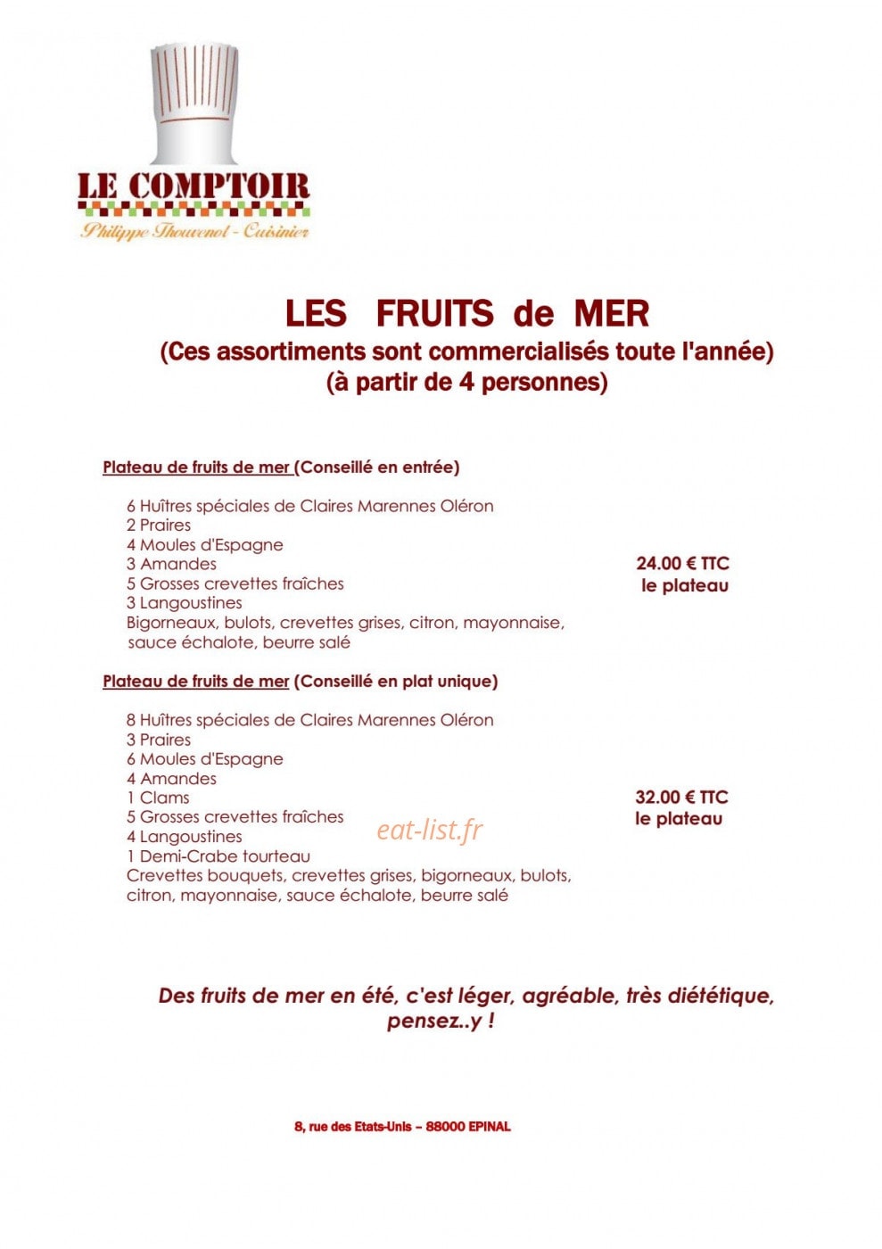 Le Comptoir — carte page 6