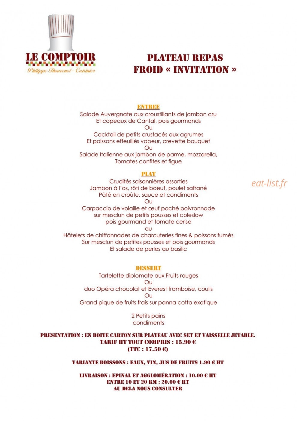 Le Comptoir — carte page 19