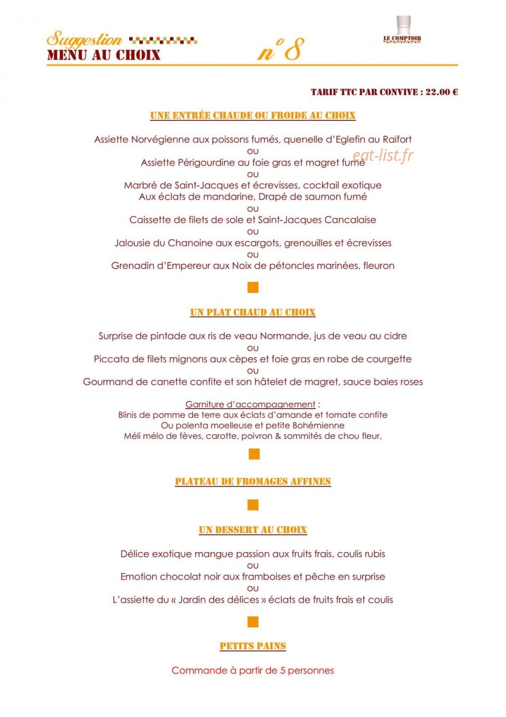 Le Comptoir — carte page 9