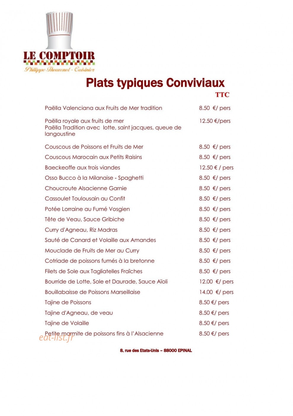 Le Comptoir — carte page 5