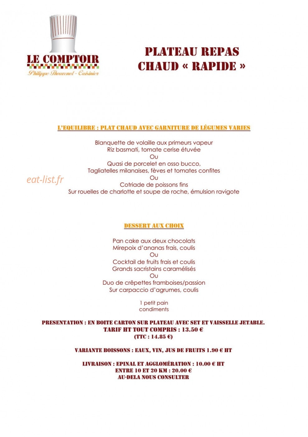 Le Comptoir — carte page 23