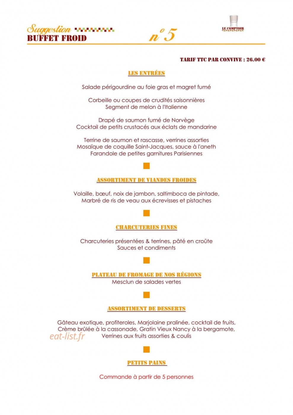 Le Comptoir — carte page 16