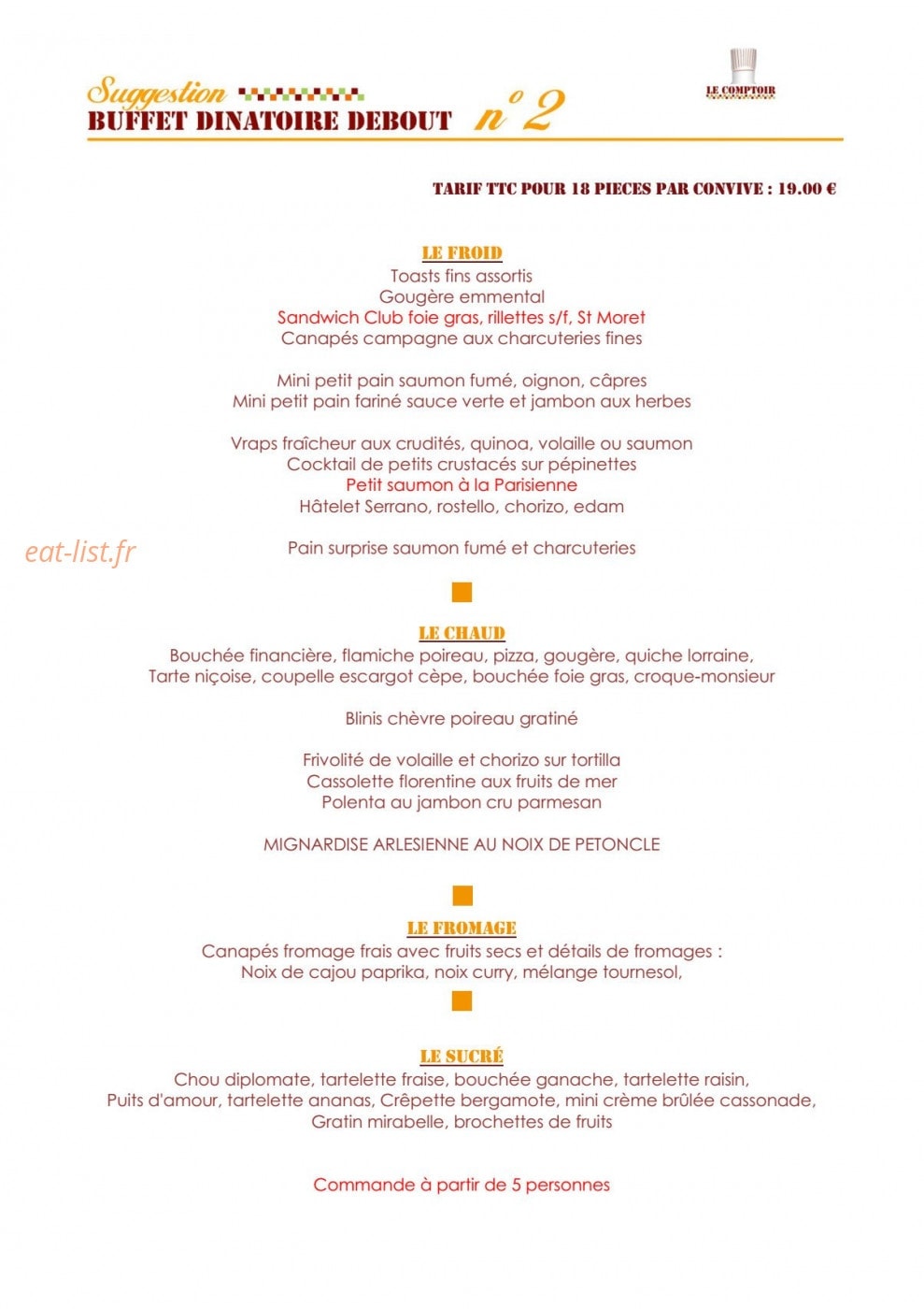 Le Comptoir — carte page 13