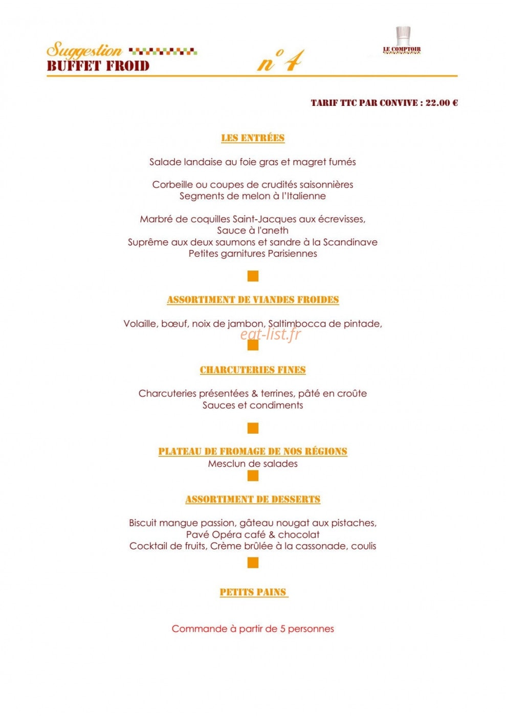 Le Comptoir — carte page 15