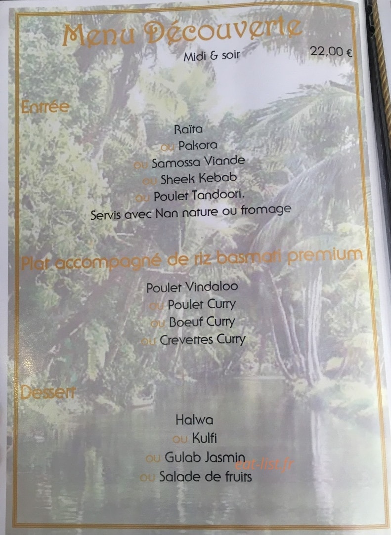 Le Royal Madras — carte page 2