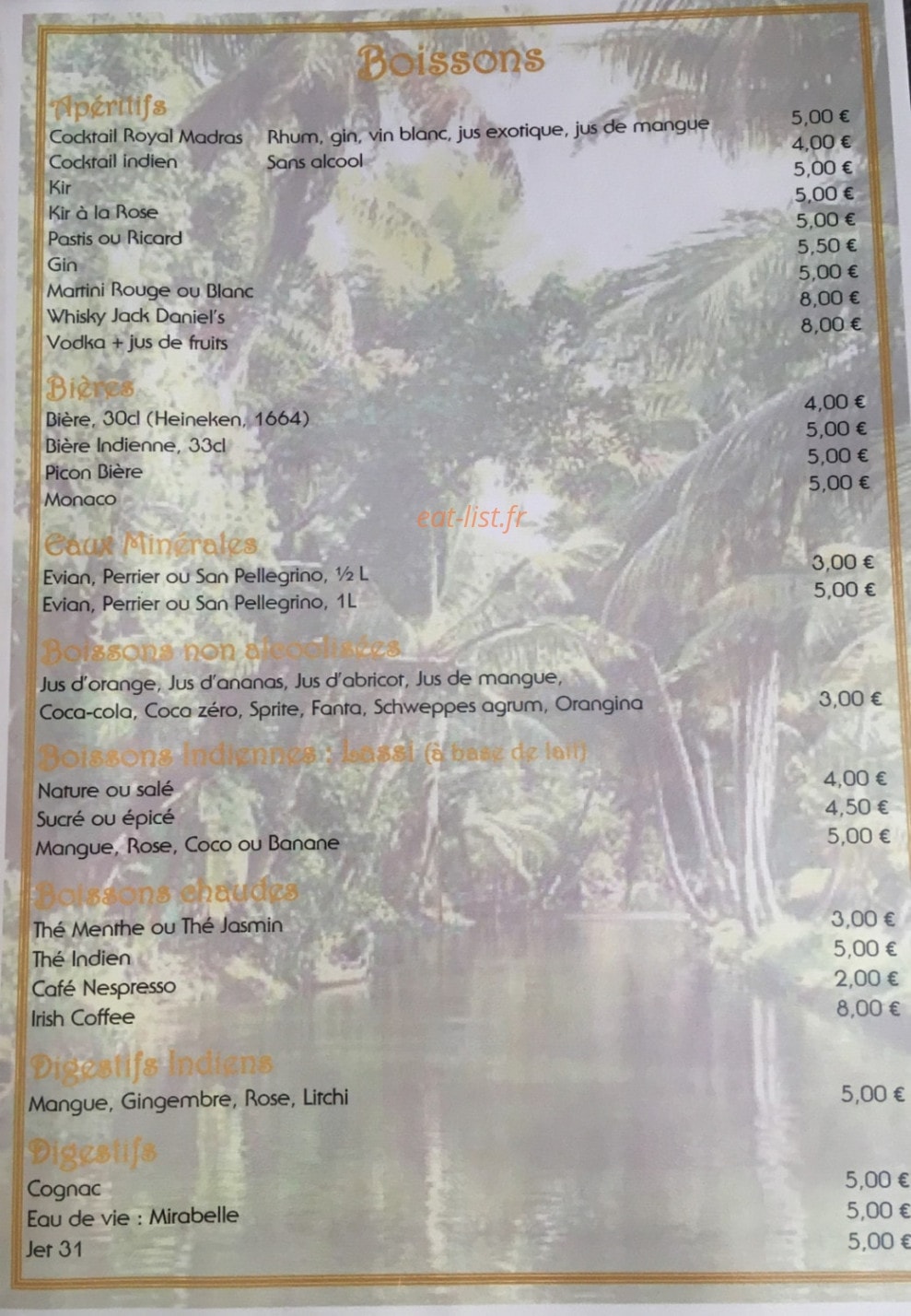 Le Royal Madras — carte page 6