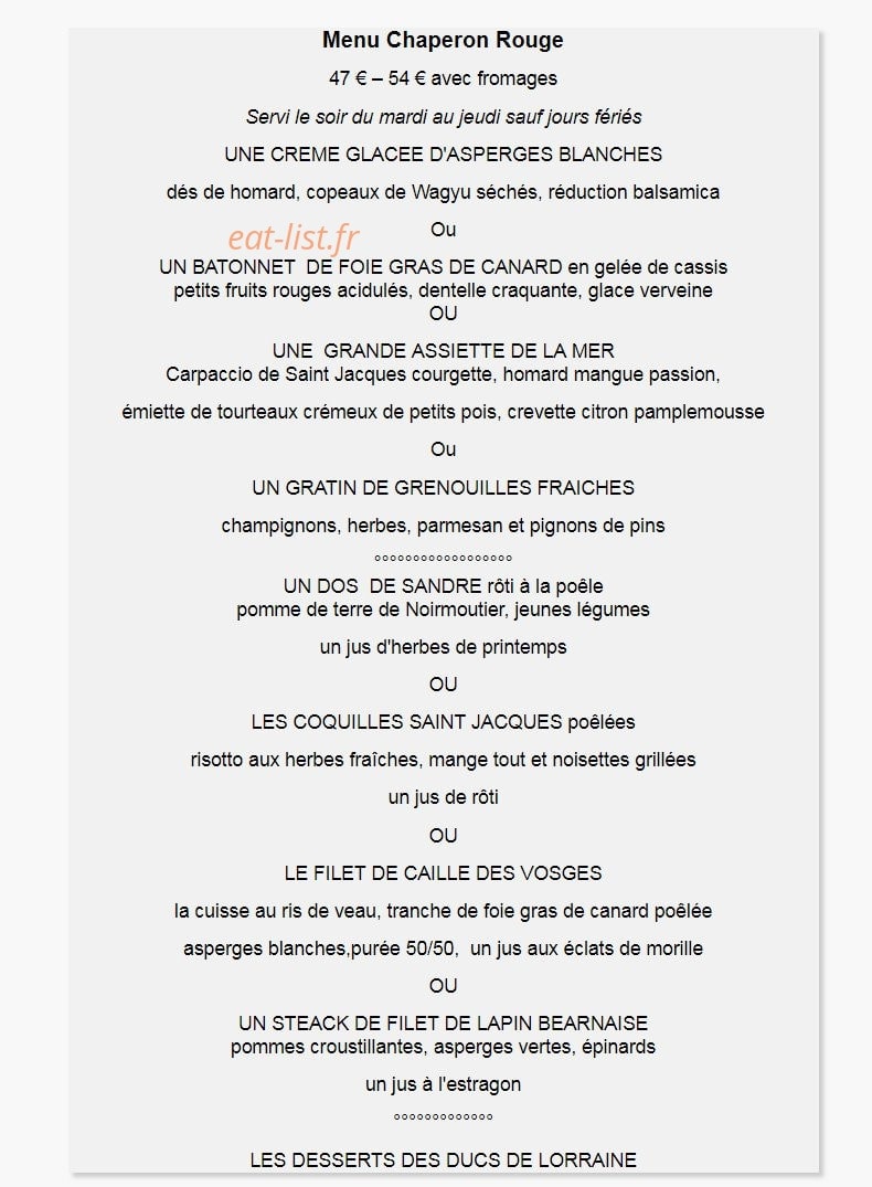 Les Ducs De Lorraine Epinal Menus Les Ducs de Lorraine à Epinal - menu et photos