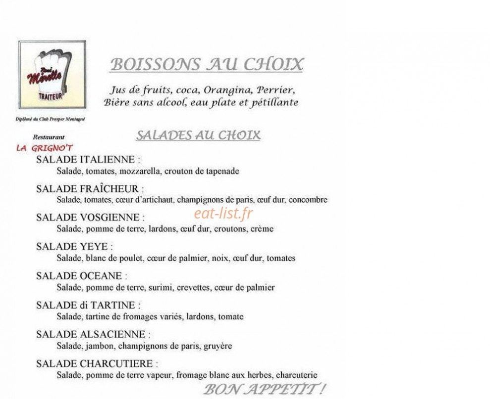 Mérelle traiteur — carte page 1