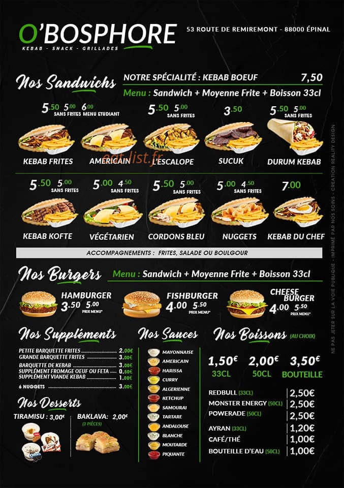 O'Bosphore — carte page 1