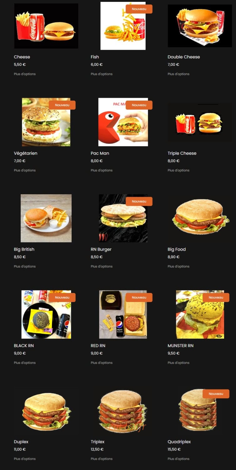 RN FOOD — carte page 7