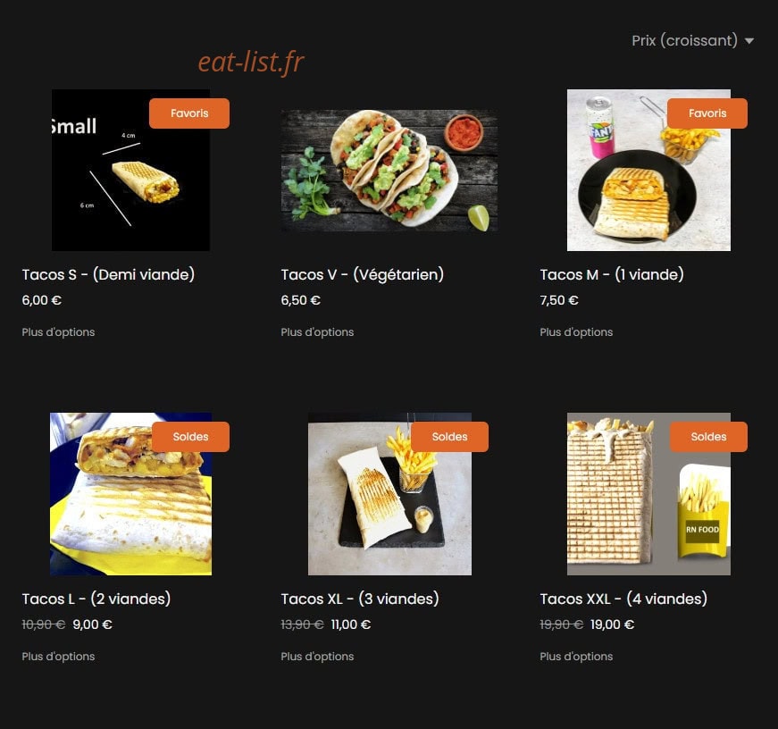 RN FOOD — carte page 1