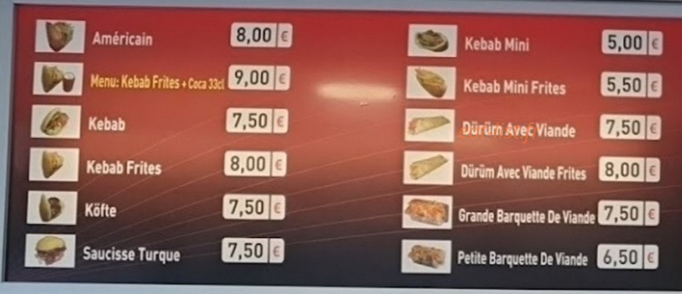 Snack Efes 2 — carte page 1