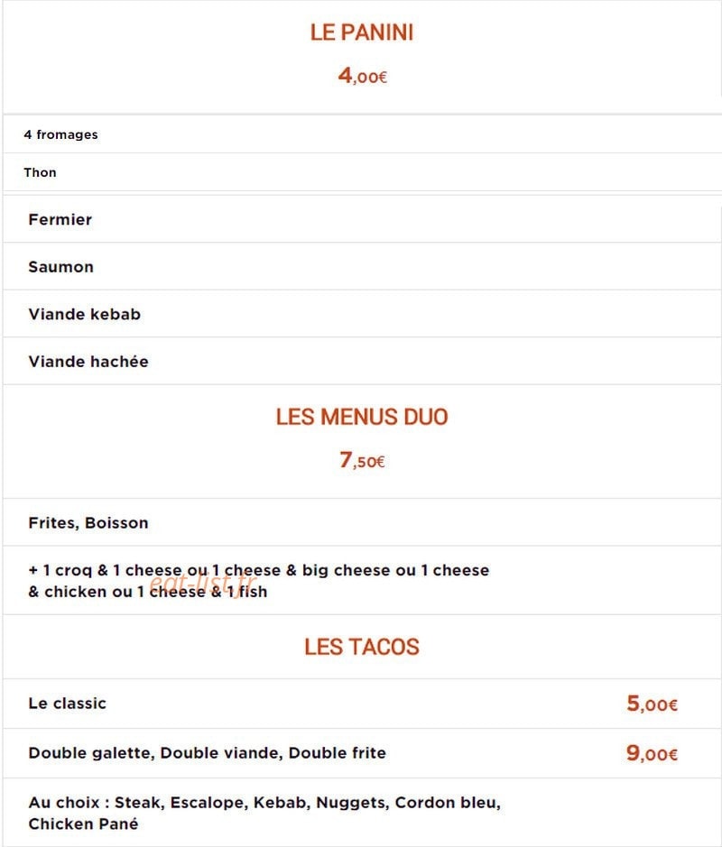 Urban Food — carte page 3