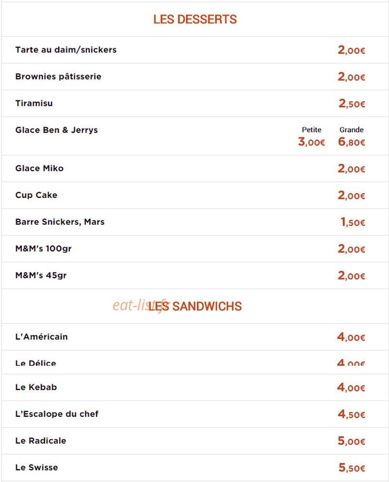Urban Food — carte page 4