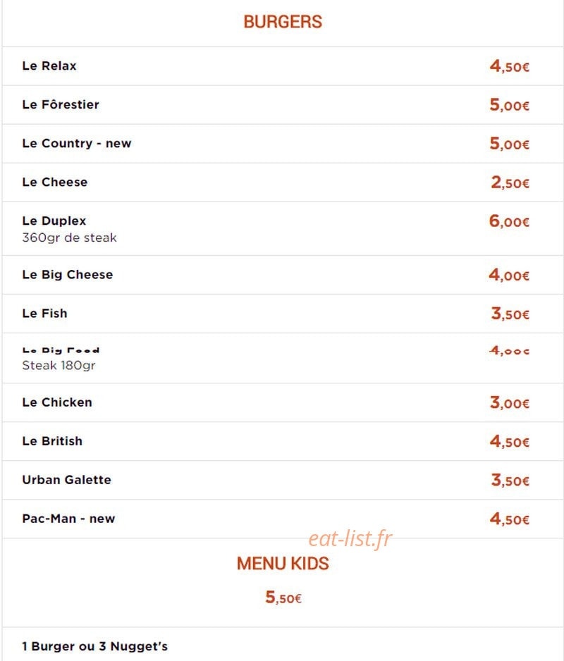 Urban Food — carte page 5