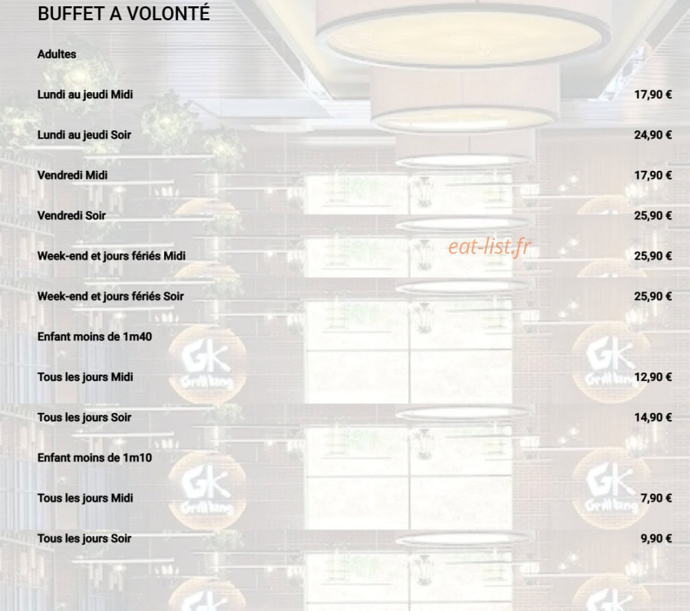 Grill King — carte page 1