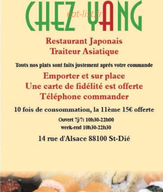 Chez Yang — carte page 1