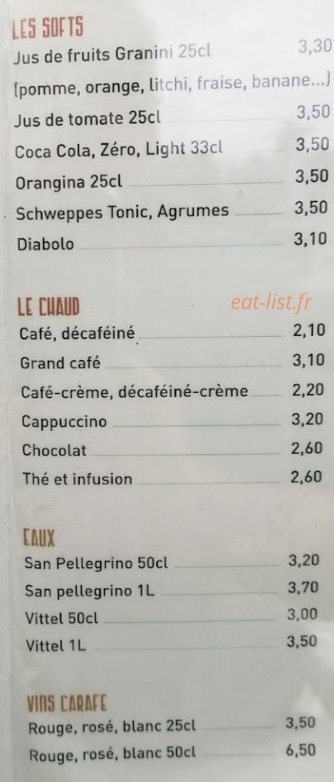 La Cantina — carte page 1