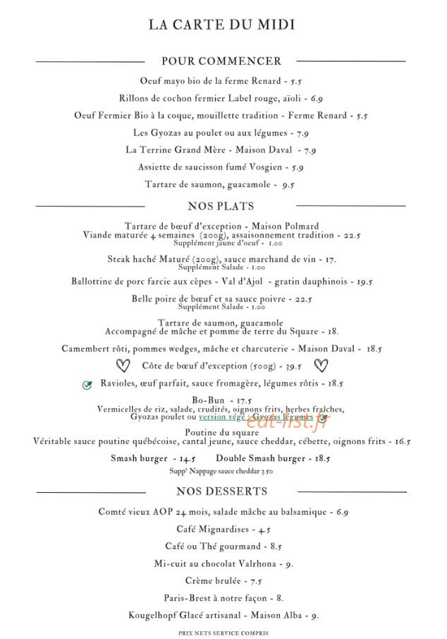 Le Square — carte page 1