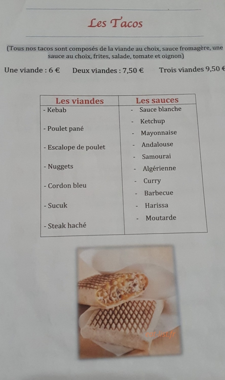 Restaurant le M — carte page 1
