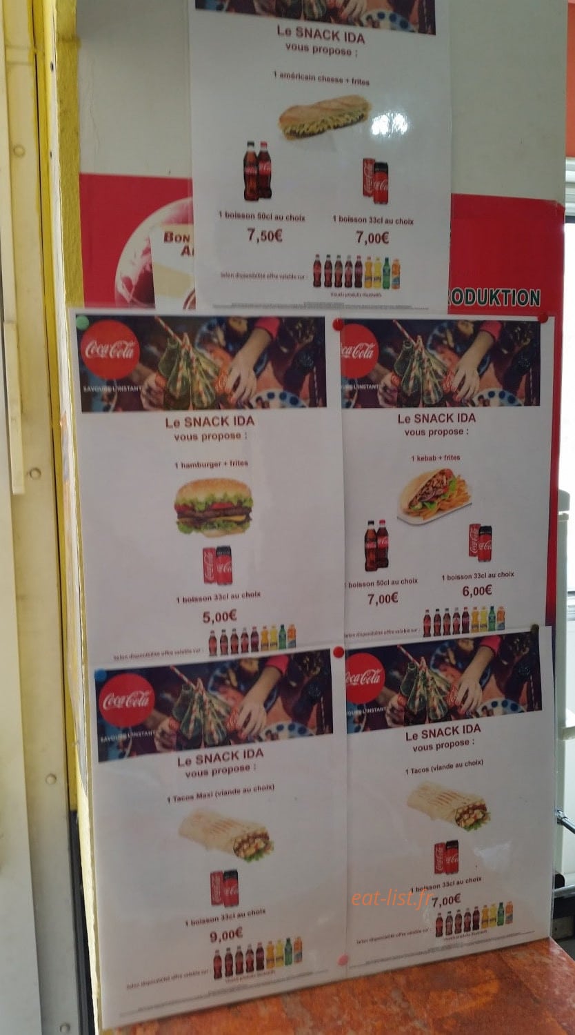 Snack Ida — carte page 1