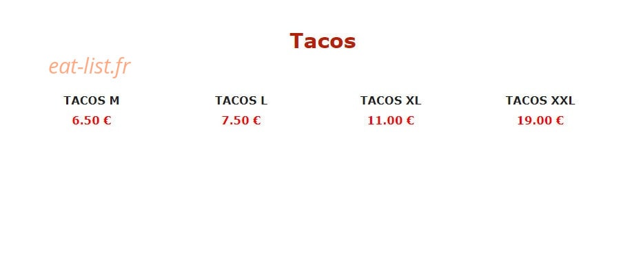 Urban Food — carte page 1