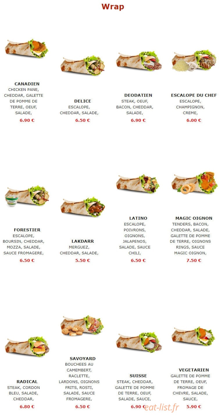Urban Food — carte page 7