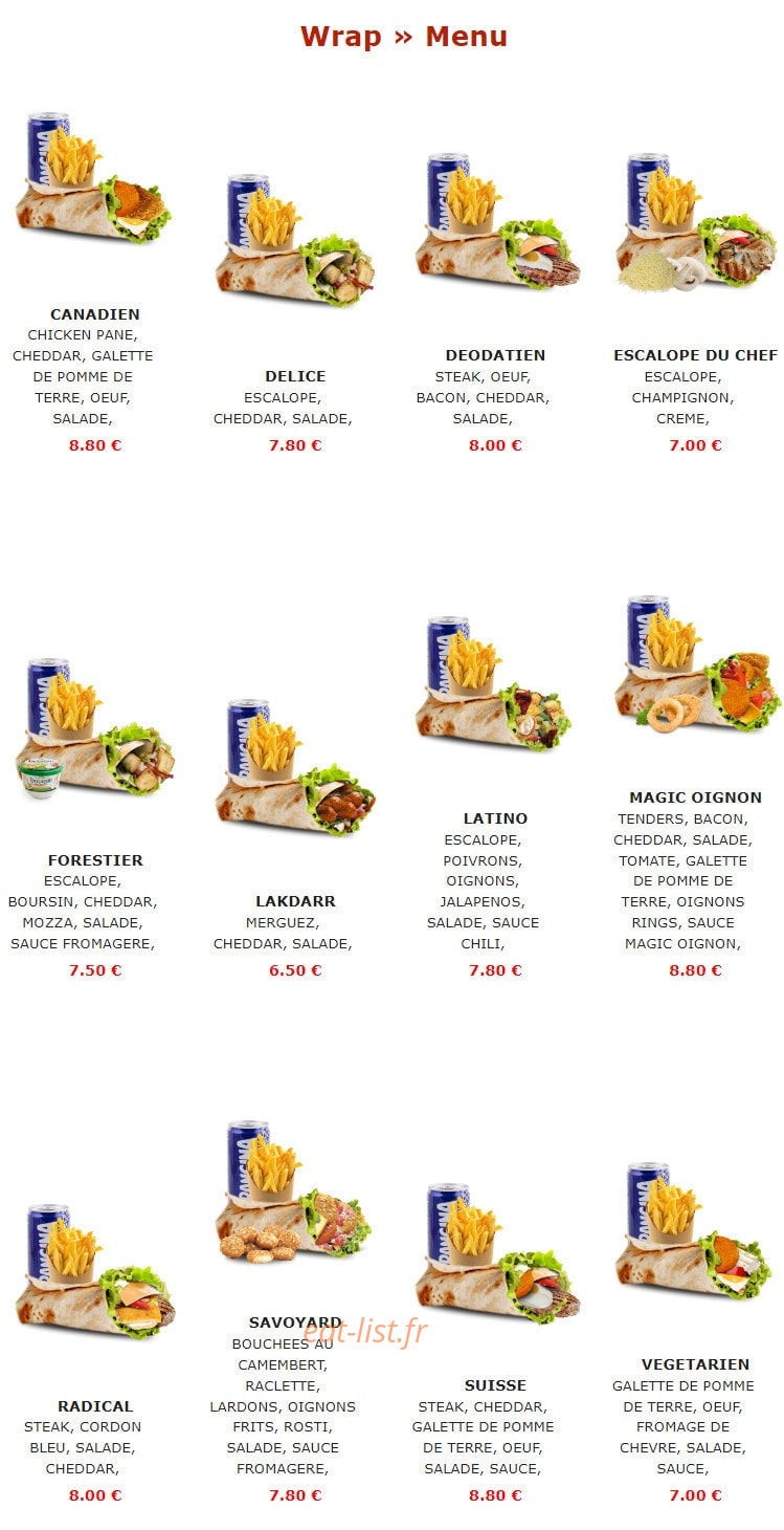Urban Food — carte page 8