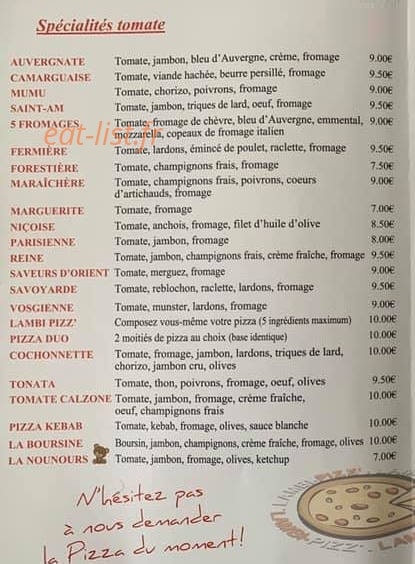 Lambi Pizz — carte page 2