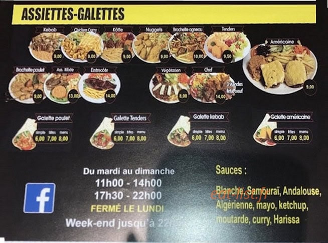 Carte et menu de Saint Amé Grill Kebab à Saint Ame — Menu 2