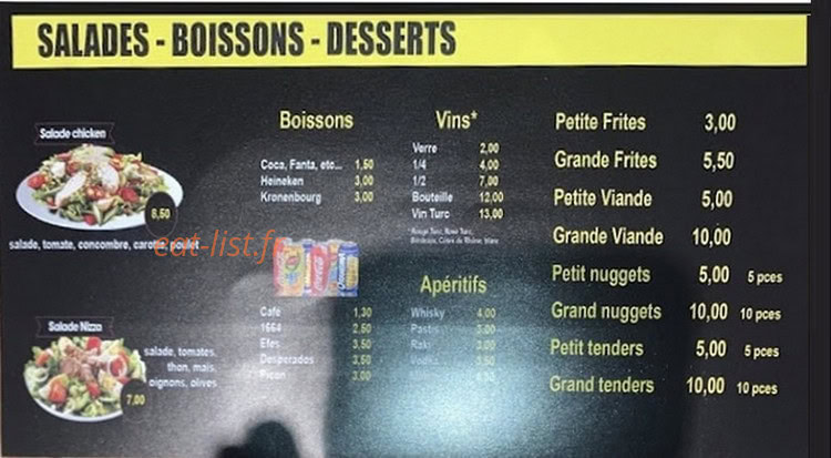 Carte et menu de Saint Amé Grill Kebab à Saint Ame — Menu 3