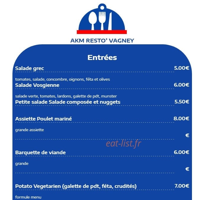 Akm Resto — carte page 1