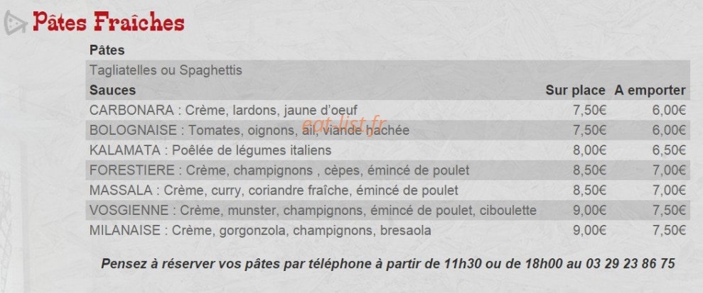 Le Local à Pizzas — carte page 2
